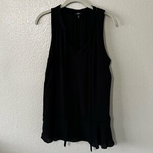 Mossimo |  Sleeveless Black Tunic Top Ruffle Hem, Size Medium